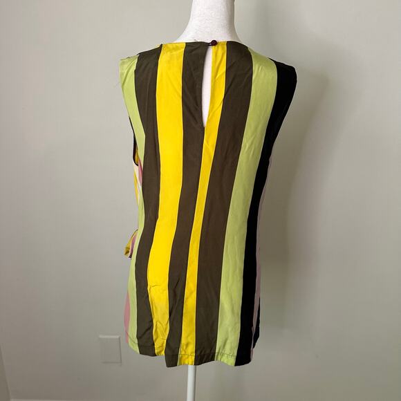 Diane Von Furstenberg multicolor striped silk wrap sleeveless top size M - Picture 4 of 12